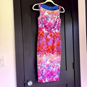 Size 0 Black Halo multi color dress: brand new with tags